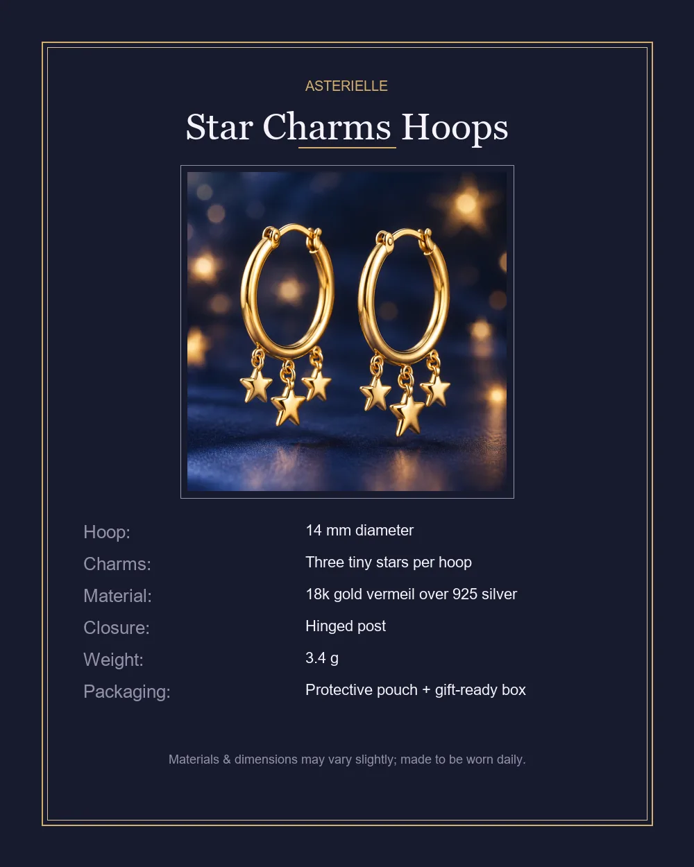 Star Charms Hoops